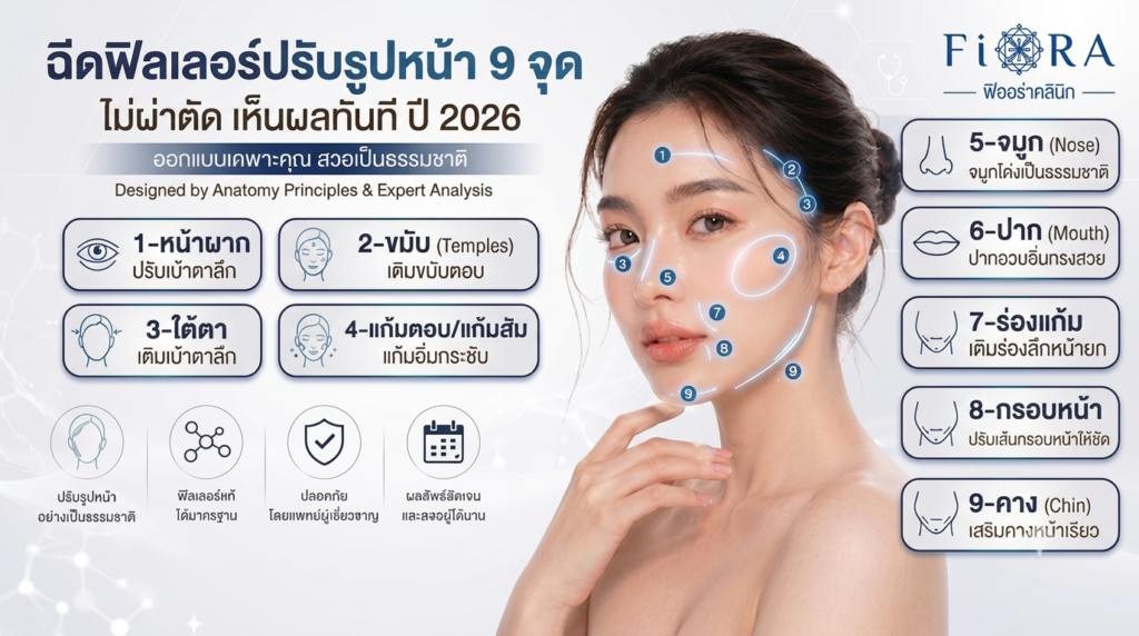 9 point lift filler จุดฉีดฟิลเลอร์ปรับรูปหน้า 9 จุด