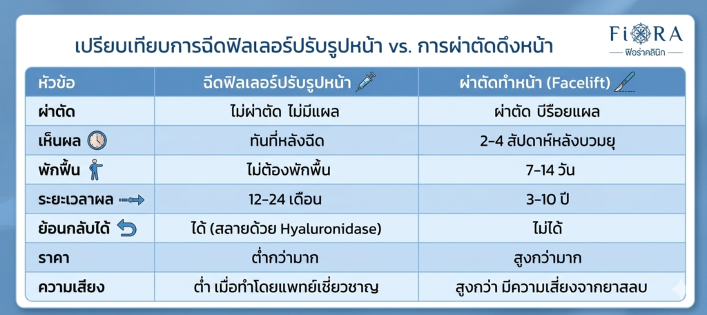 ฉีดฟิลเลอร์ปรับรูปหน้า vs ผ่าตัดทำหน้า ต่างกันอย่างไร​